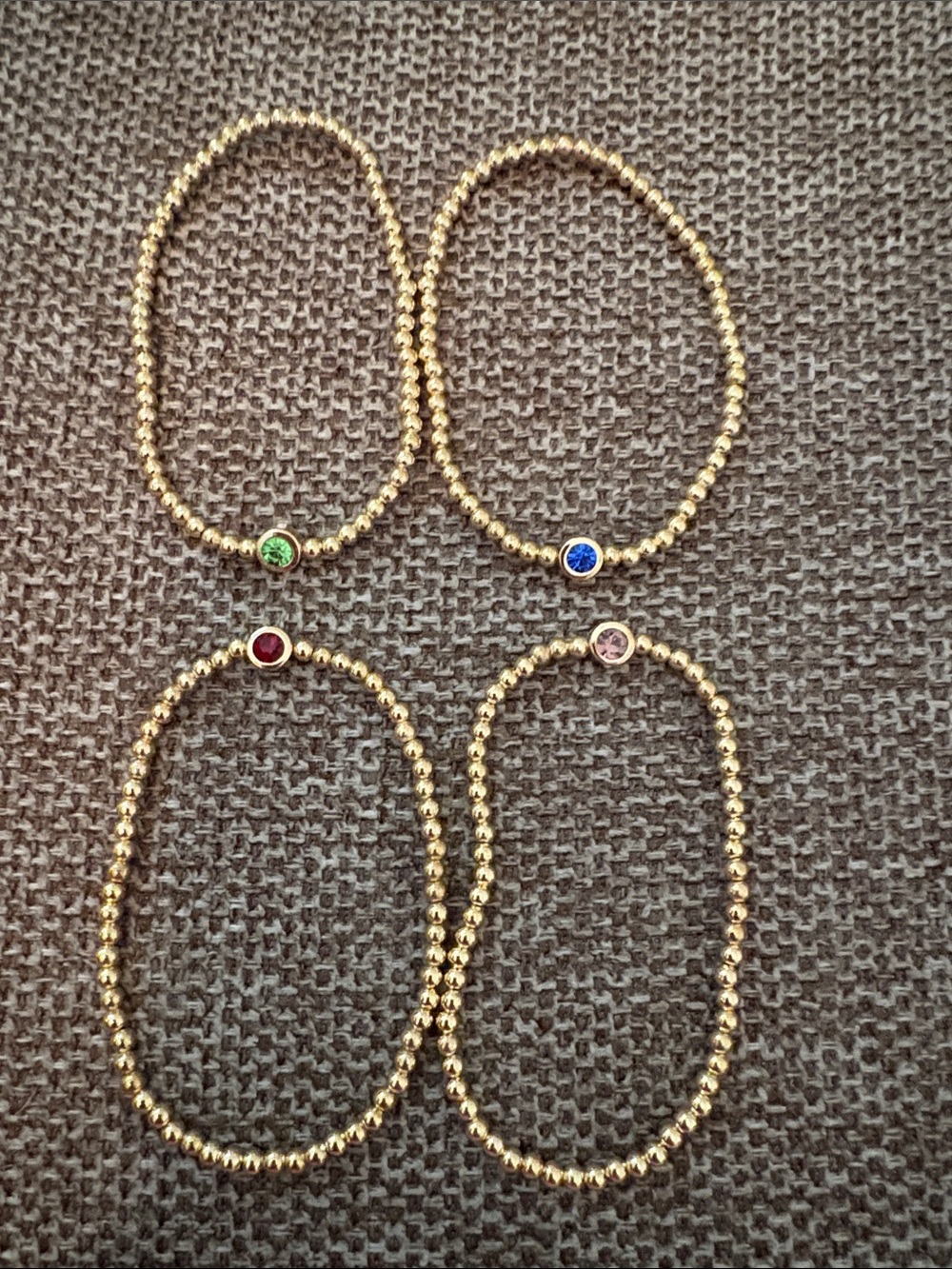 BaubleBar Gold Beaded Stretch Bracelet with Green, Blue, Red, Pink Gems
